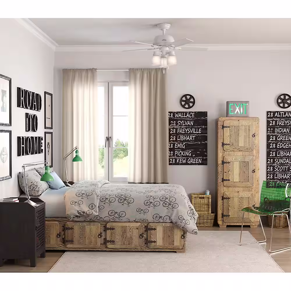 Hunter Donegan 44 in. LED 3-Light Indoor Fresh White Ceiling Fan