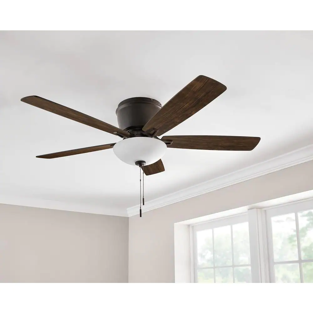 Hampton Bay Melrose 52 in. Indoor LED Hugger Bronze Dry Rated Ceiling Fan with Light Kit and 5 Reversible Blades