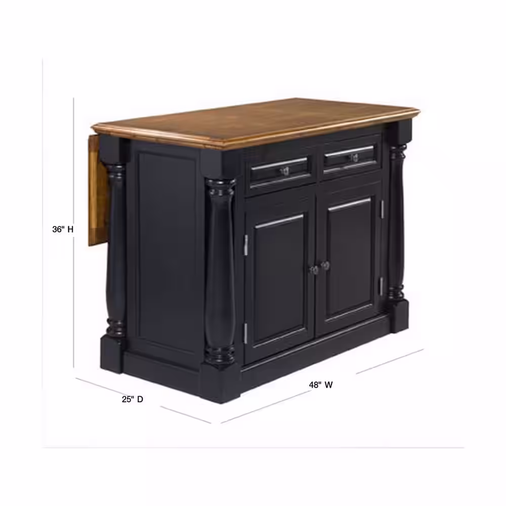 HOMESTYLES Monarch Black and Oak Kitchen Island