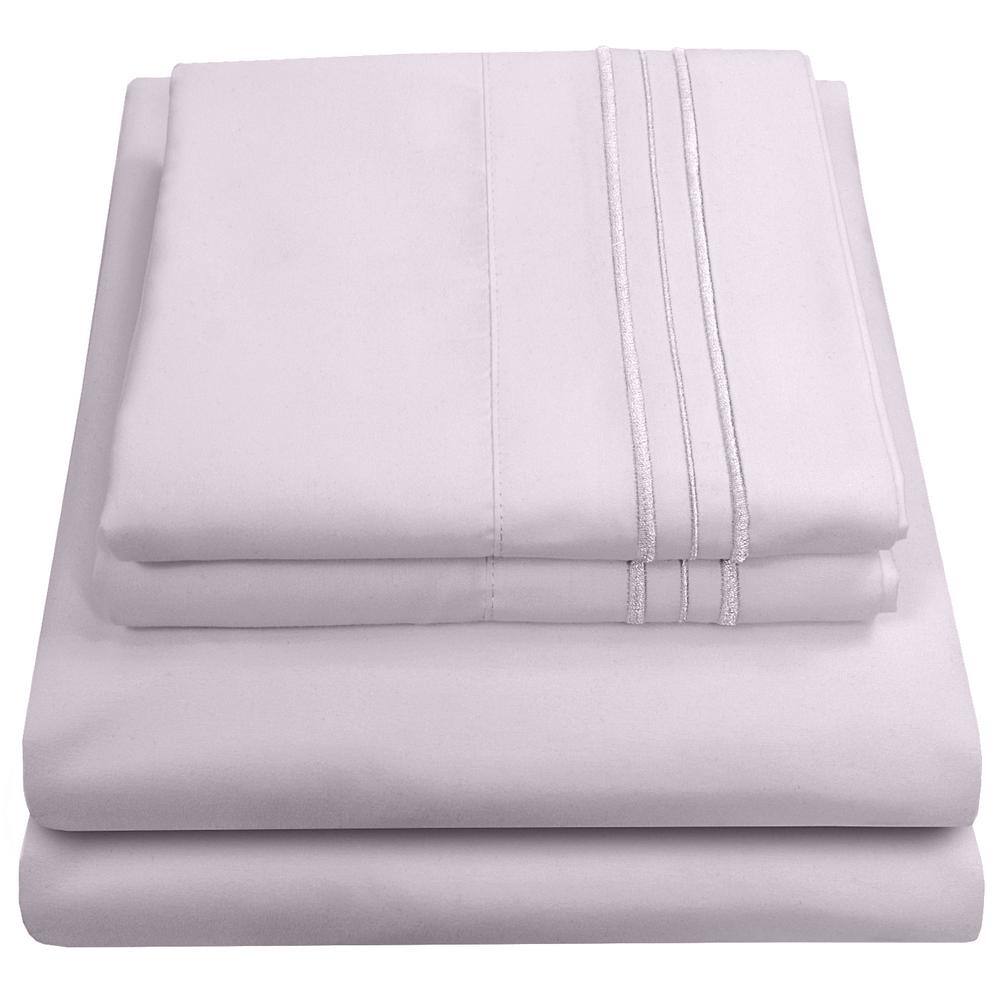 Sweet Home Collection 1800 Series 4-Piece Lilac Solid Color Microfiber Queen Sheet Set
