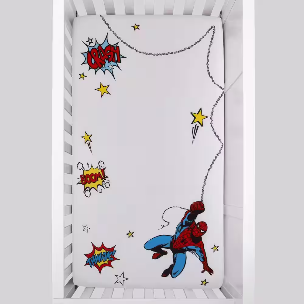 Marvel Spiderman Blue Polyester Crib Sheet