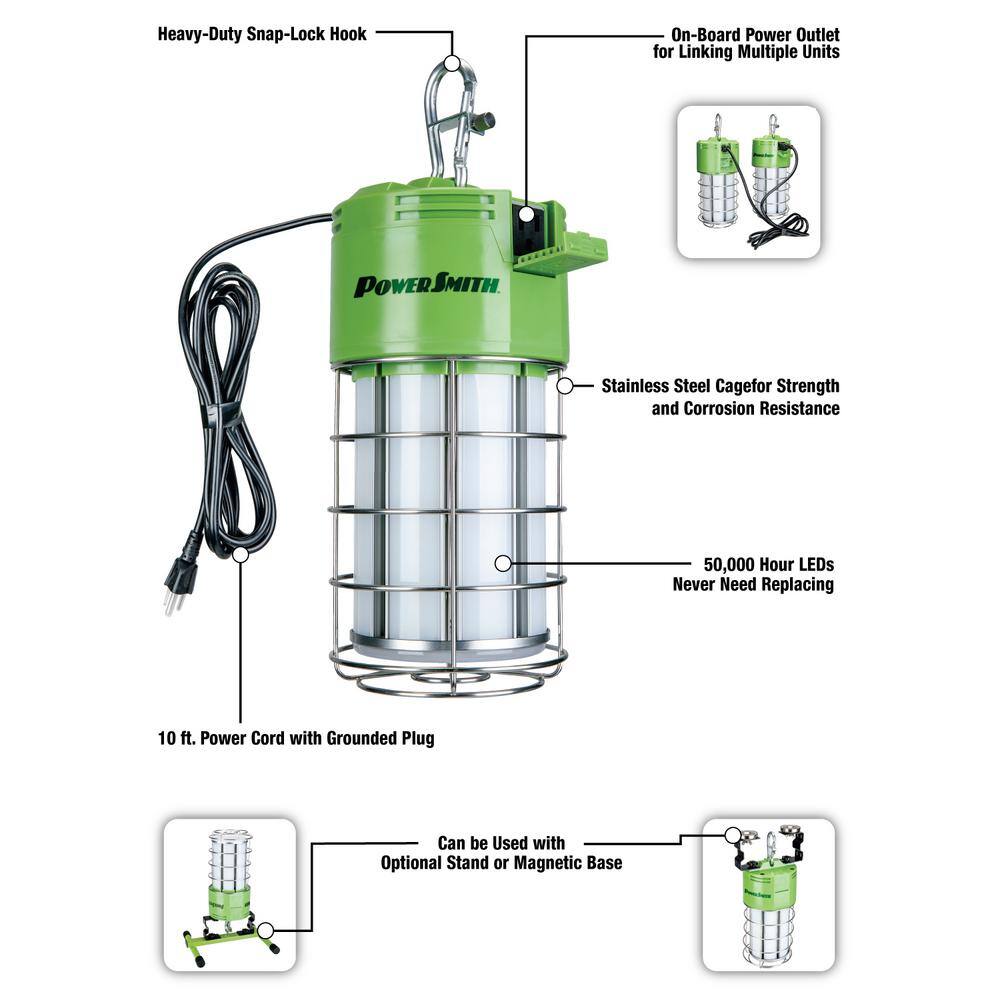 PowerSmith 12,000 Lumens 100-Watt High Bay Temporary Job Site Hanging LED Work Light with 360-Degree Light and 10 ft. Power Cord