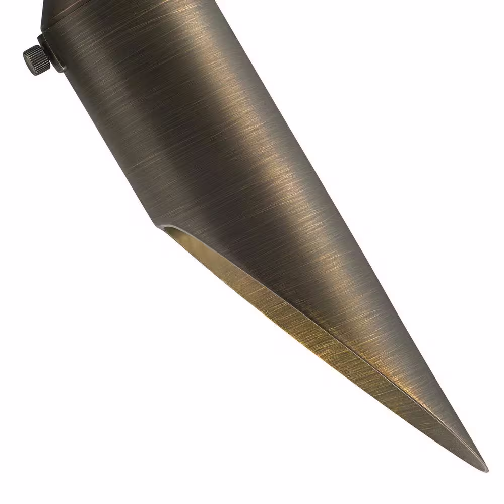 KICHLER Low Voltage Long Cowl Centennial Brass Hardwired Outdoor Weather Resistant Spotlight with No Bulbs Included