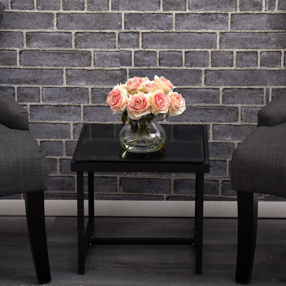 Nearly Natural Rose Artificial Arrangement with Vase