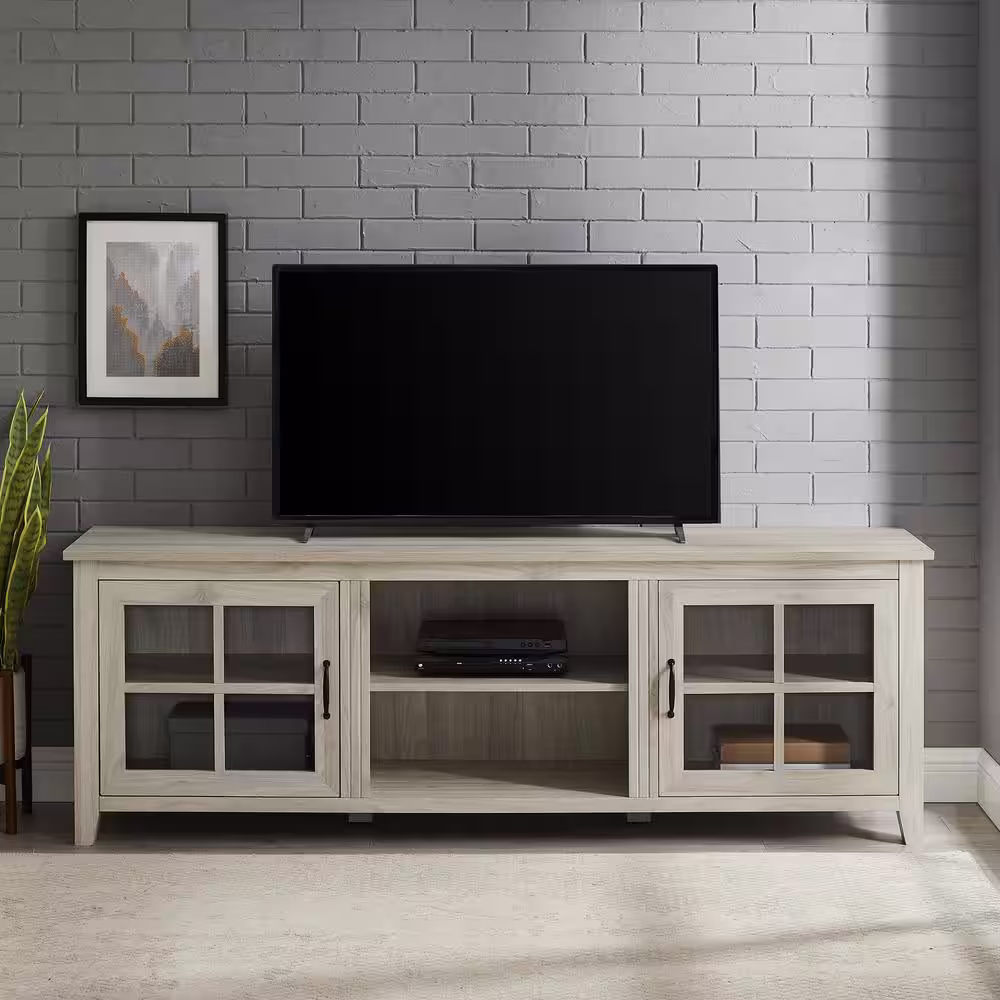 Walker Edison Furniture Company 70 in. Birch Composite TV Stand Fits TVs Up to 75 in. with Storage Doors