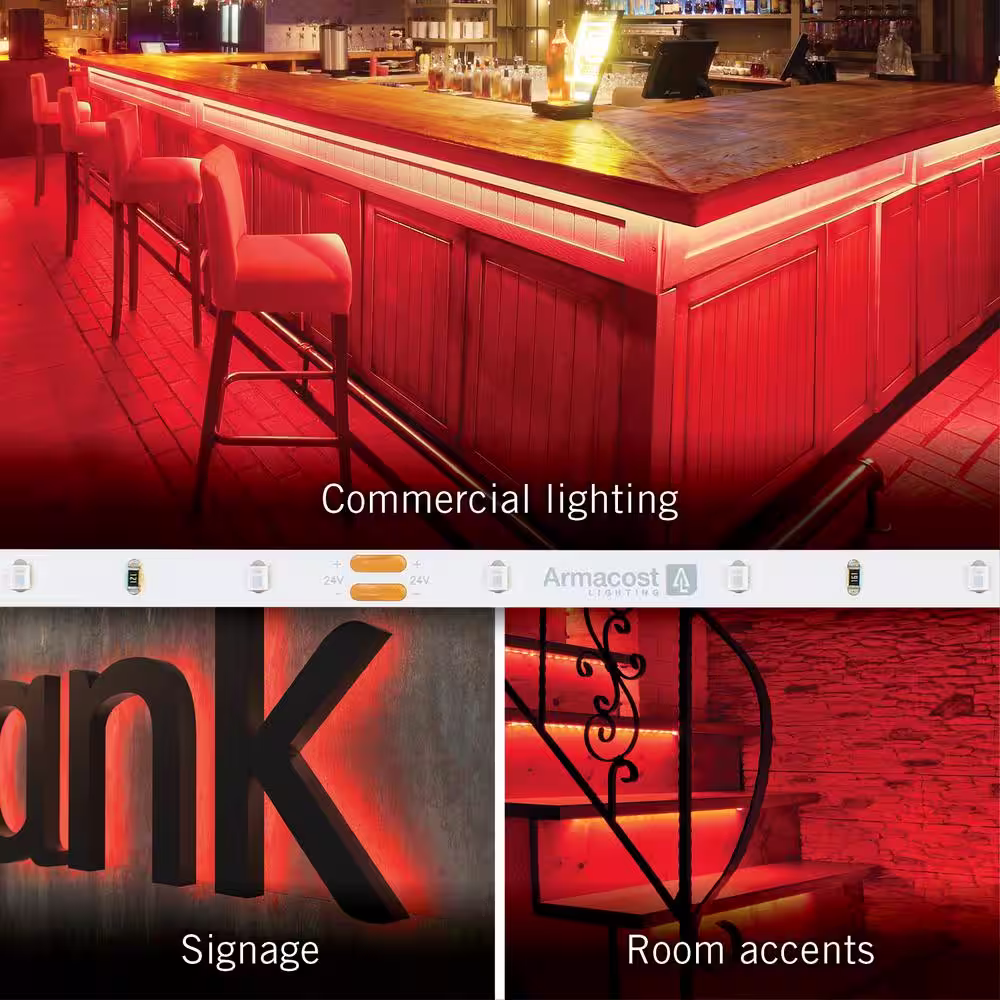 Armacost Lighting RibbonFlex Pro 24-Volt Red LED Strip Light Tape 30 LED/m 16 ft. (5m)