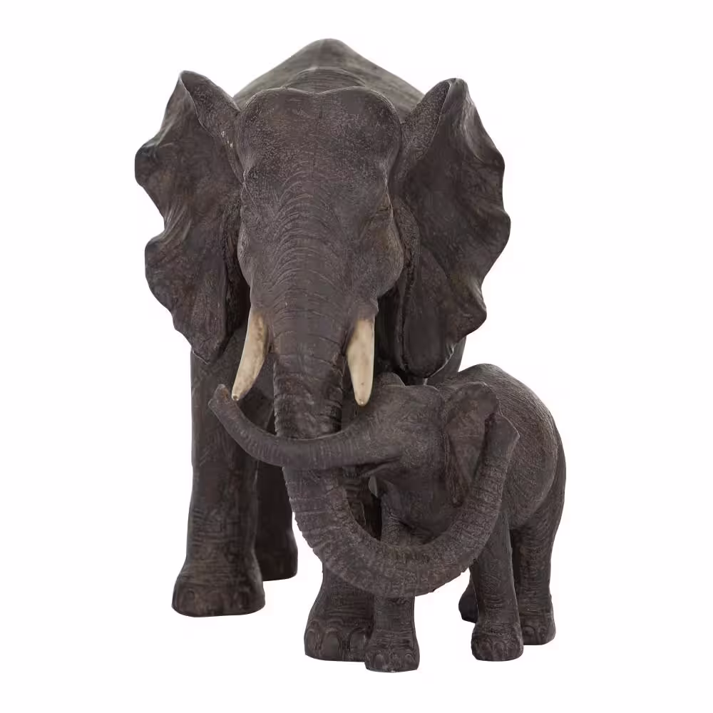 Litton Lane Brown Resin Elephant Sculpture