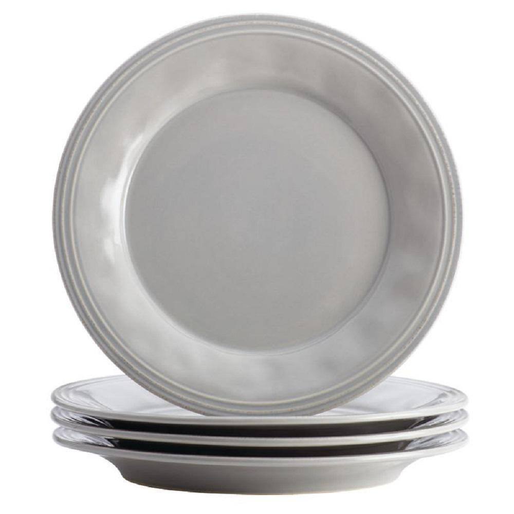 None 16-Piece Solid Sea Salt Gray Ceramic Dinnerware Set (Service for 16)