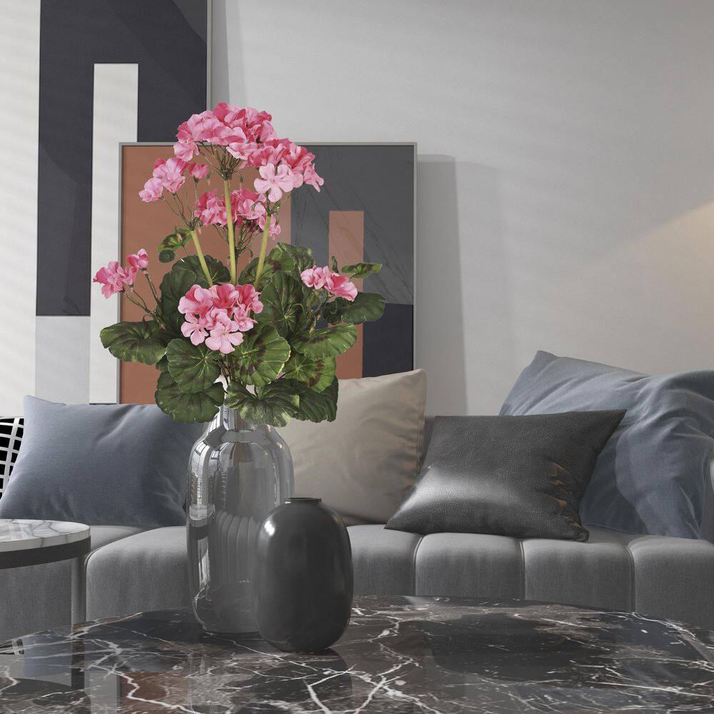 Vickerman 20 in. Pink Artificial Geranium Flowering Plant