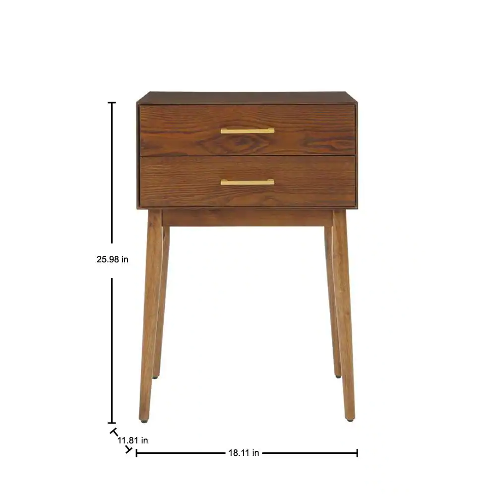 StyleWell Drakeford 2 Drawer Walnut Brown Wood Nightstand (18 in W. X 26 in H.)