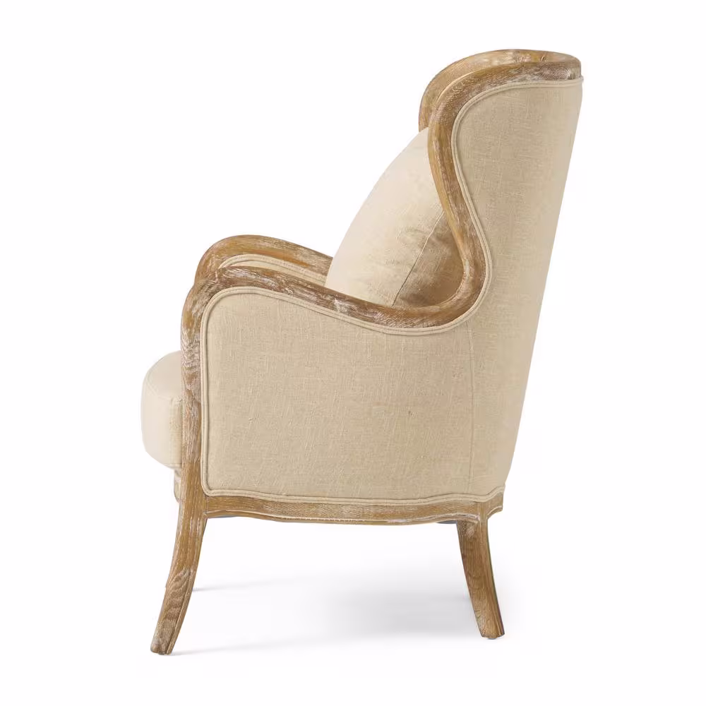 Noble House Crenshaw Beige Fabric Wing Chair