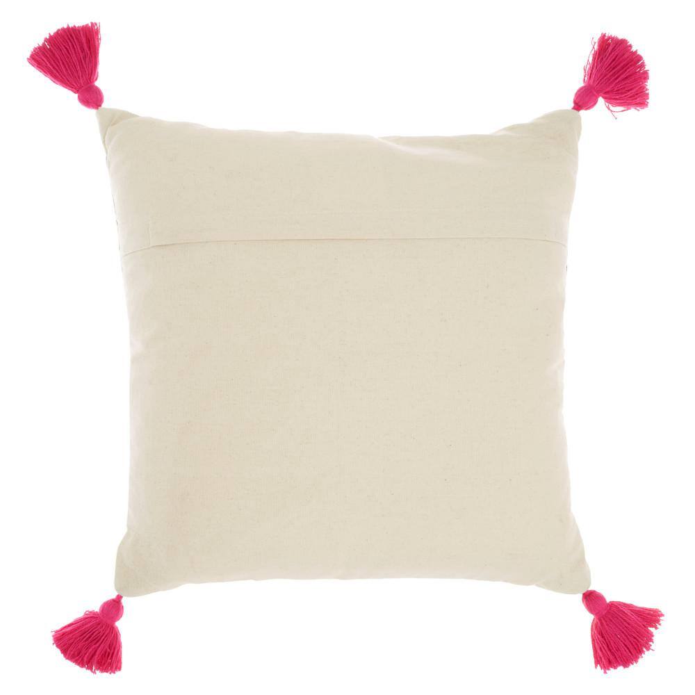 Mina Victory Lifestyles Hot Pink Geometric 18 in. x 18 in. Throw Pillow