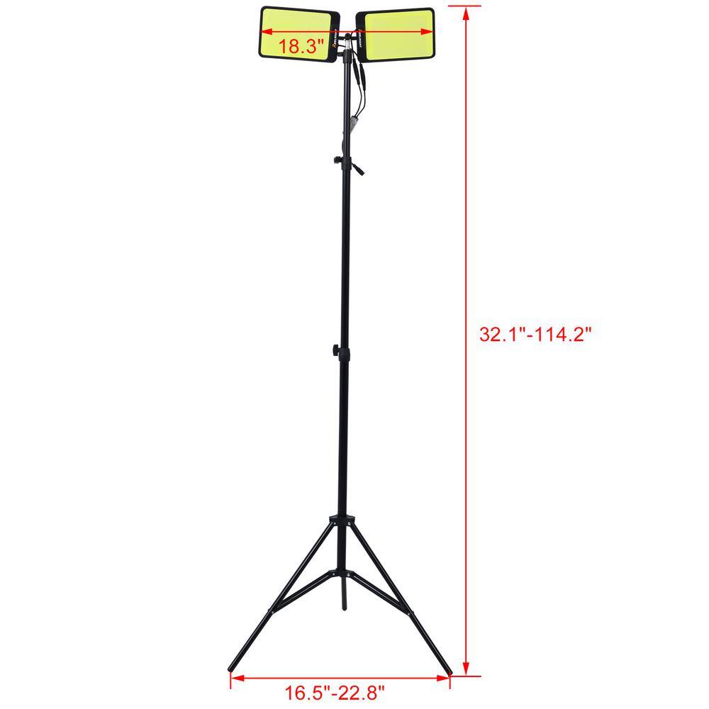 None 11200 Lumens Integrated LED Yellow Dual-Head Tripod Stand Up Work Light with Remote and Versatility, 5000K