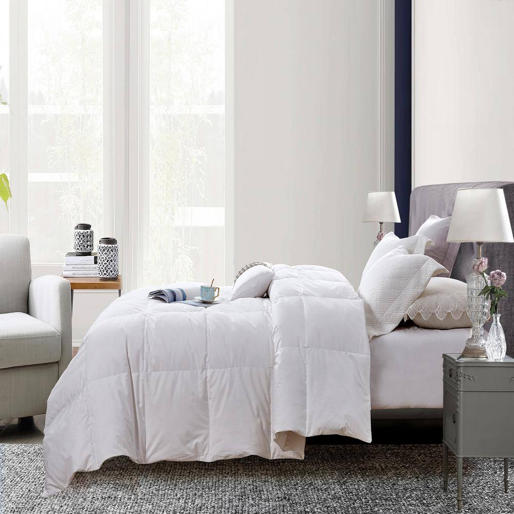 None White 100% Cotton Goose Feather and Down Twin Comforter