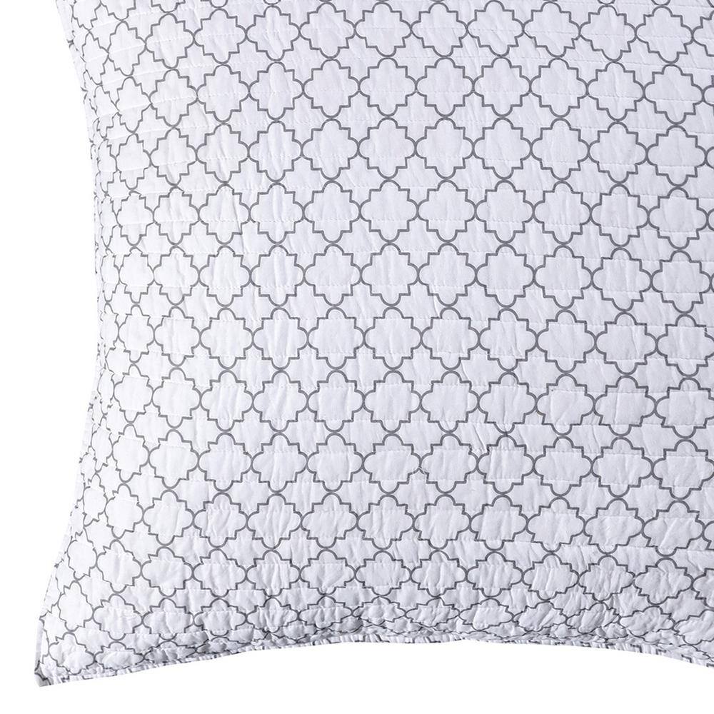 None Pisa Grey Trellis Quilted Cotton Euro Sham -Set of 2
