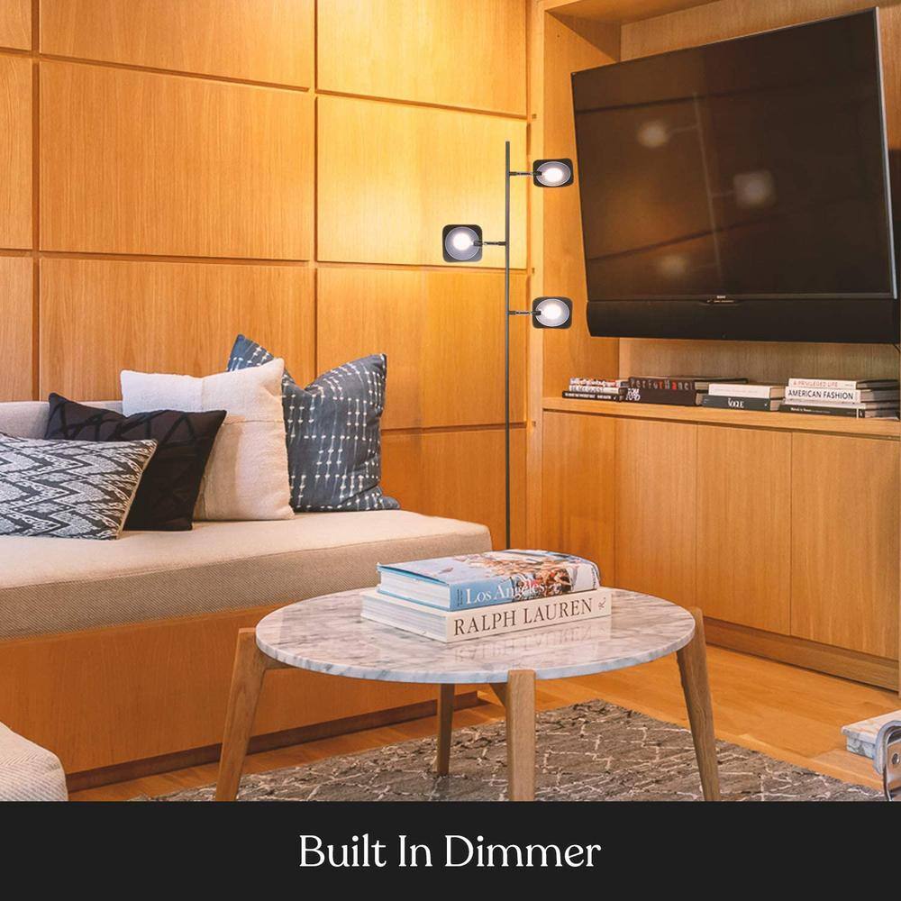 Brightech Tree 60 in. Black LED Floor Lamp with Dimmable and Adjustable Panels