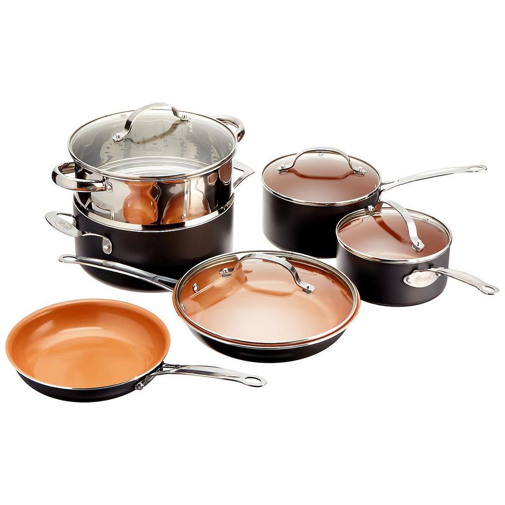 Gotham Steel 15-Piece Aluminum Ti-Ceramic Nonstick Cookware Set with Square Pans and Lids