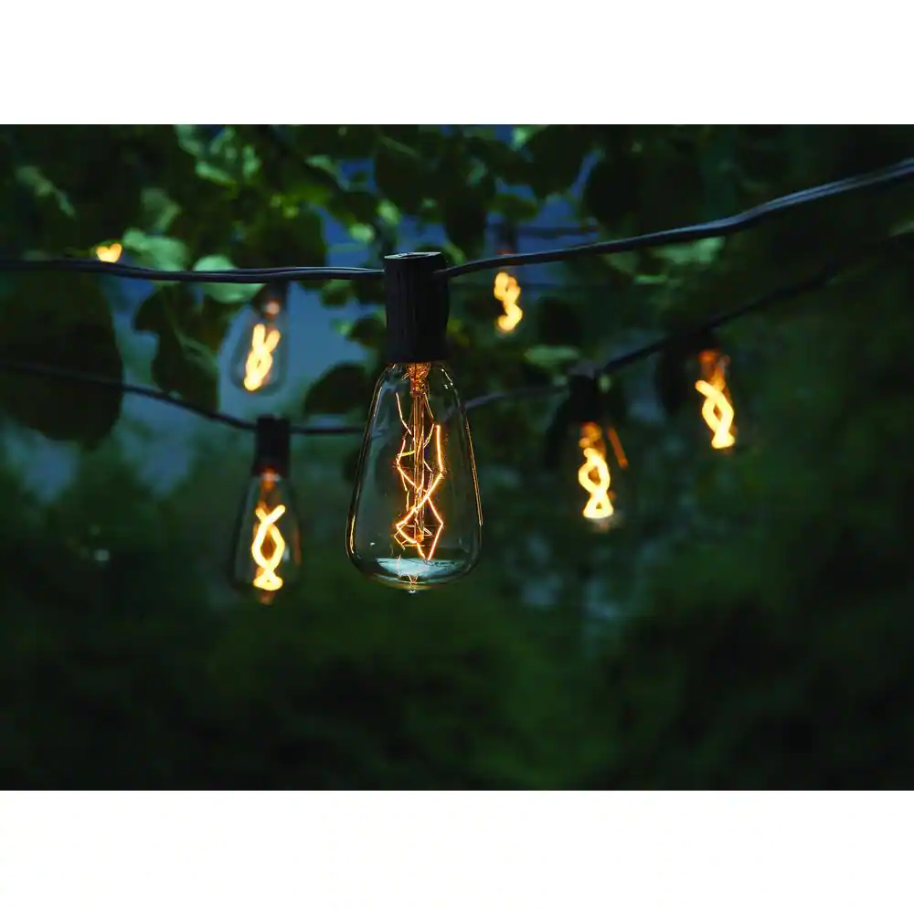 Hampton Bay 10-Light 10 ft. Outdoor/Indoor Line Voltage ST40 Vintage Bulb Incandescent String Light