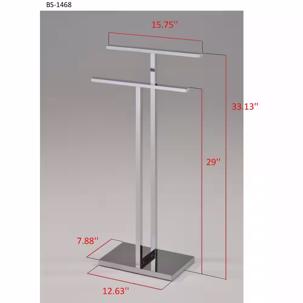 Signature Home SignatureHome Chrome Finish Material Metal Towel Rack 2 Towel Holders Size:7.88