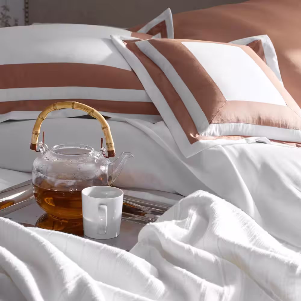 The Company Store Legends Hotel Double Border Caramel Cotton Wrinkle-Free Sateen Lumbar