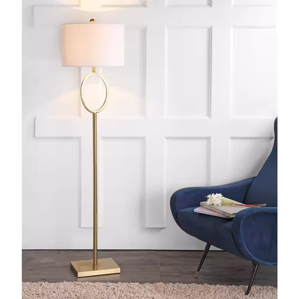 JONATHAN Y April 61 in. H Brass Metal Floor Lamp