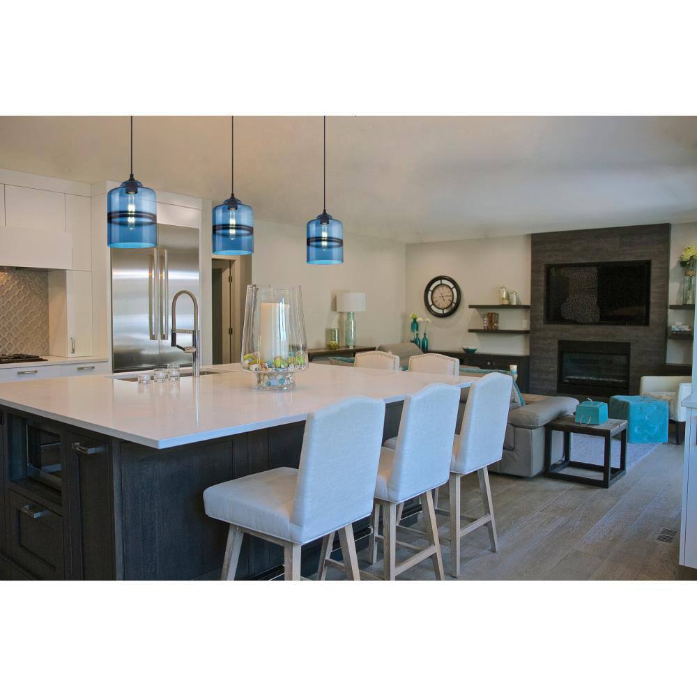 Westinghouse Soren 1-Light Matte Black Mini Pendant with Sapphire Glass Shade