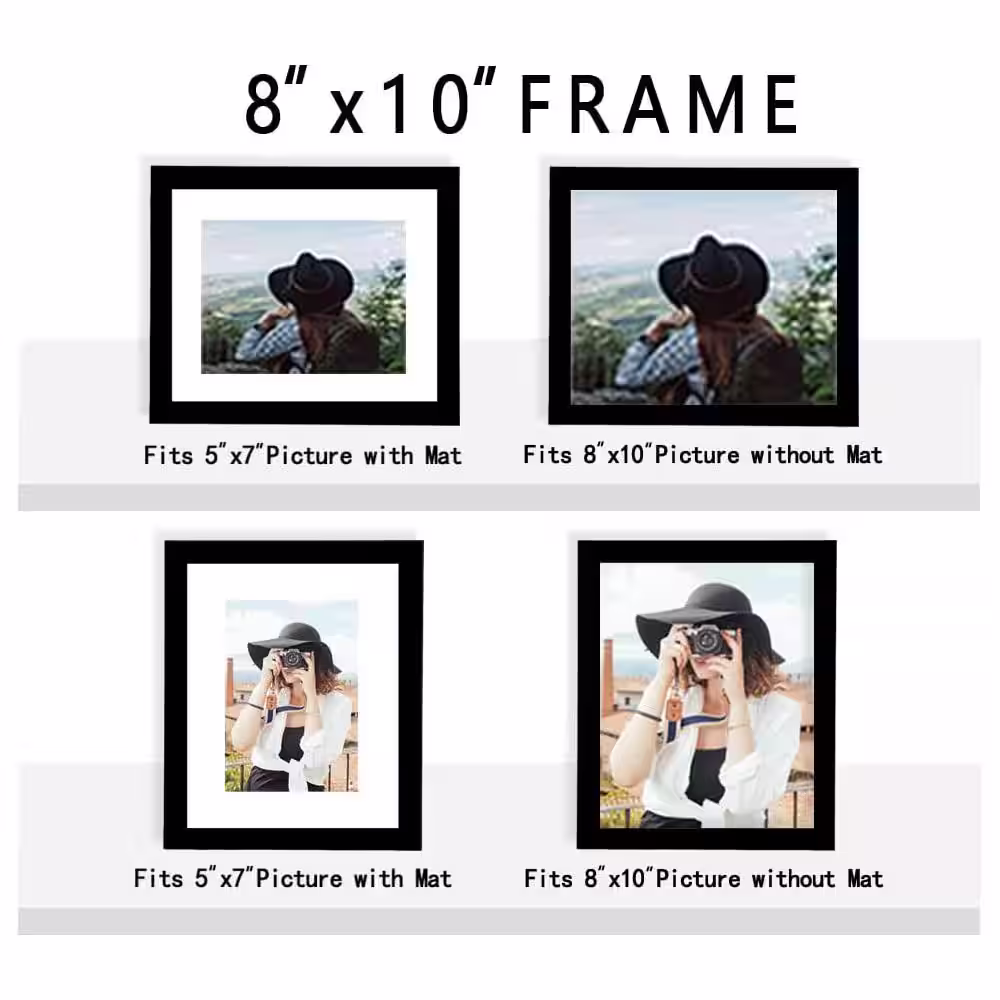 None 8 in. x 10 in. Black Picture Frame (Set of 12)