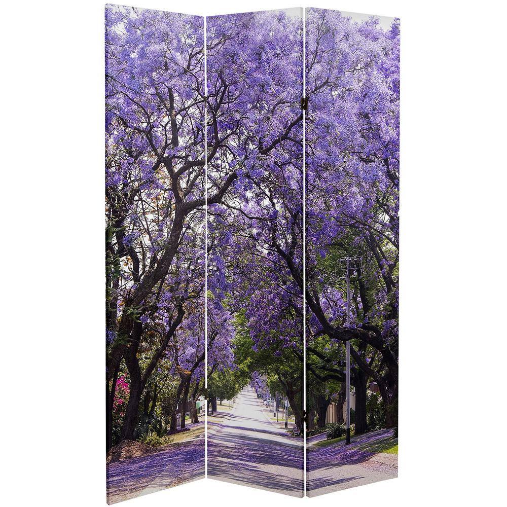 Oriental Furniture 6 ft. Lavender Road Printed 3-Panel Room Divider