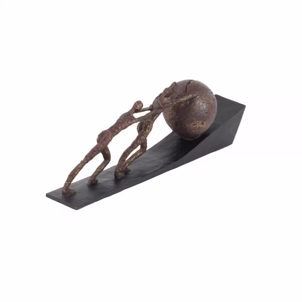 Litton Lane Brown Polystone People Sculpture with Ball