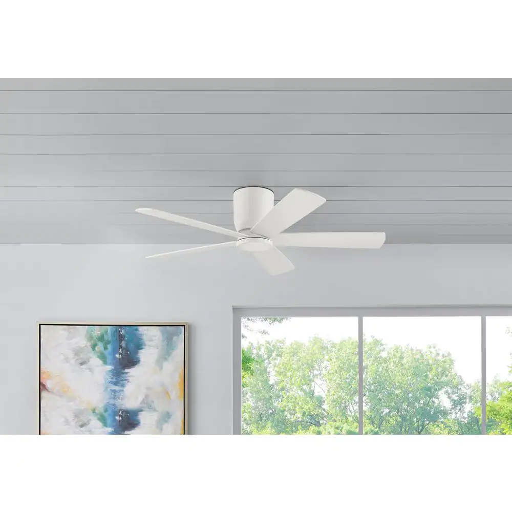 Home Decorators Collection Britton 52 in. Integrated LED Indoor Matte White Ceiling Fan with Light Kit and Remote Control