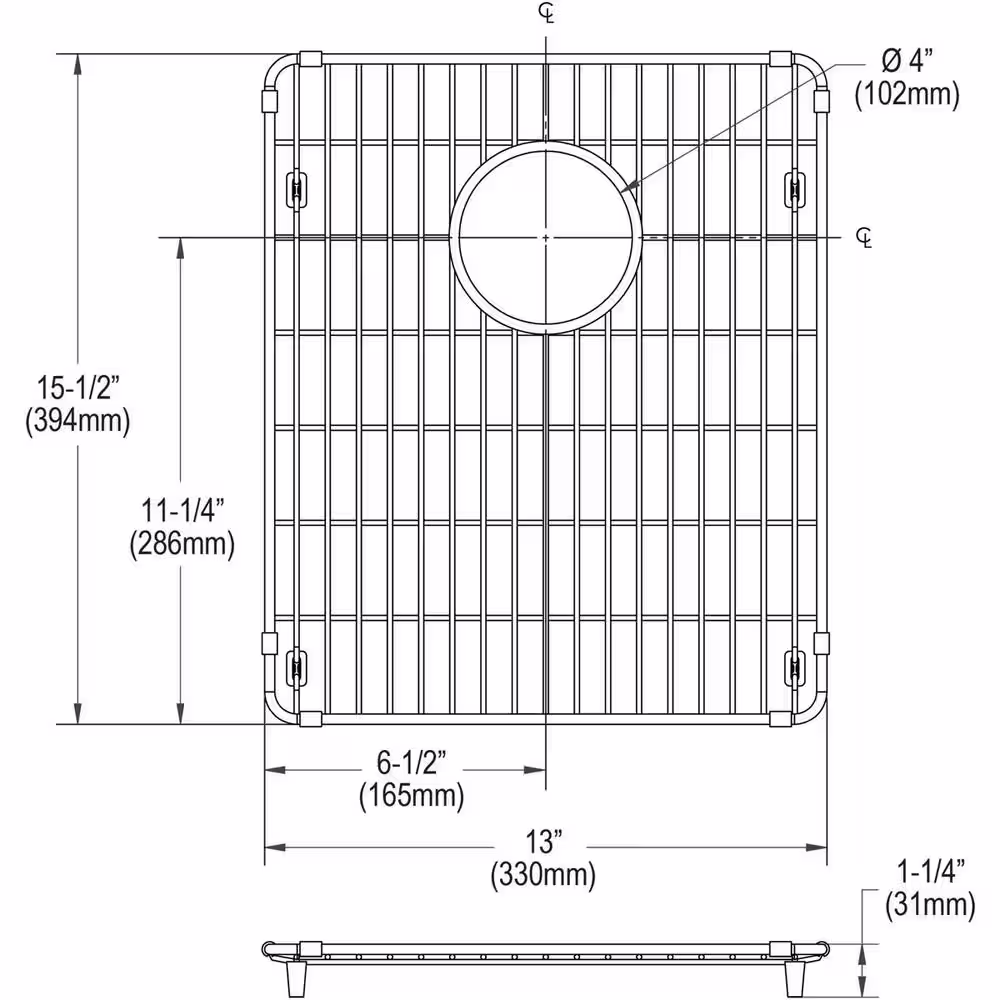 Elkay Crosstown 13 in. x 15.5 in. Bottom Grid for Kitchen Sink in Stainless Steel