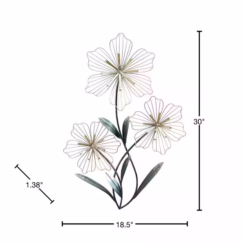 Stratton Home Decor Tri-Flower Wall Decor