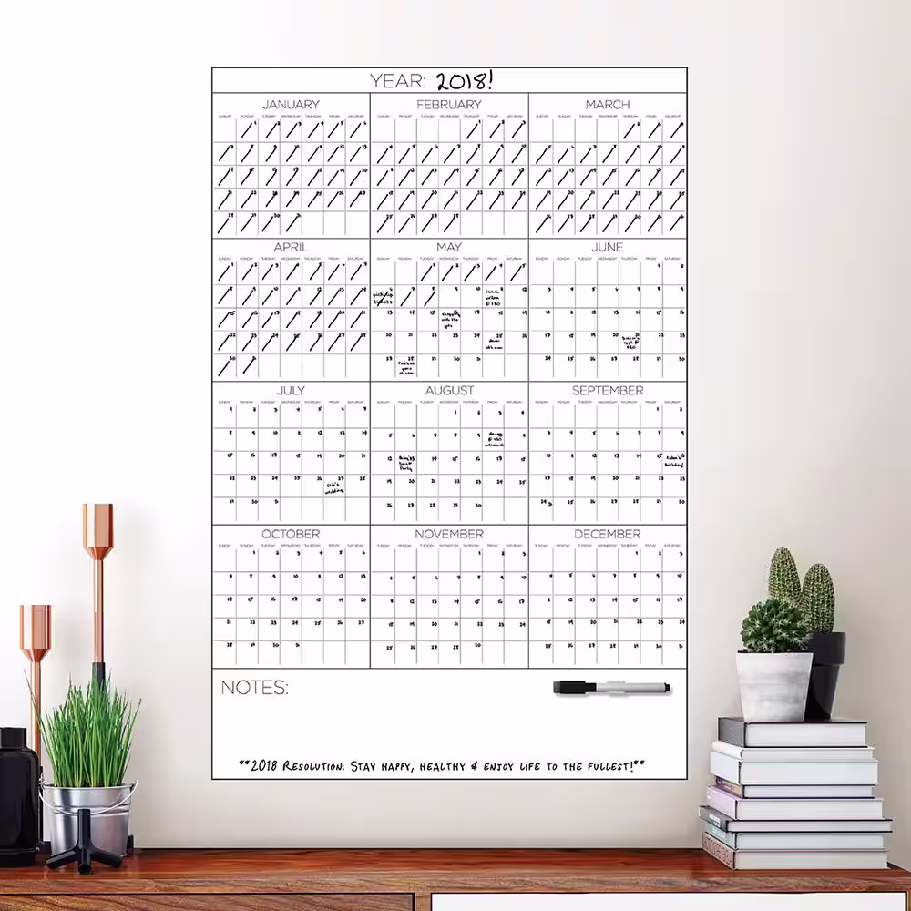 WallPops White Yearly Calendar Decal