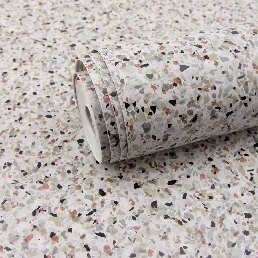 Fablon 590 in. x 17.71 in. Off-White Terrazzo Adhesive Film