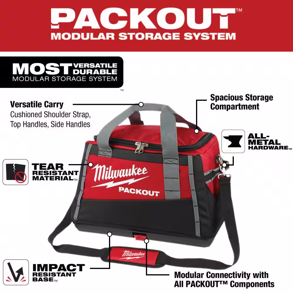 Milwaukee 20 in. PACKOUT Tool Bag with BIG HAWG Carbide Hole Saw Kit with PACKOUT Case (9-Piece)