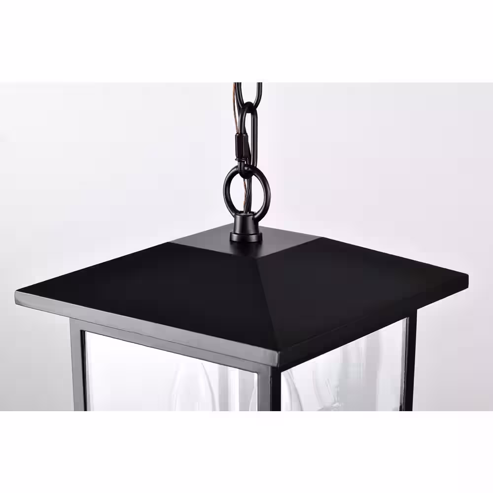 SATCO Jamesport 11.43 in. 3-Light Matte Black Dimmable Outdoor Pendant Light with Clear Glass and No Bulbs Included