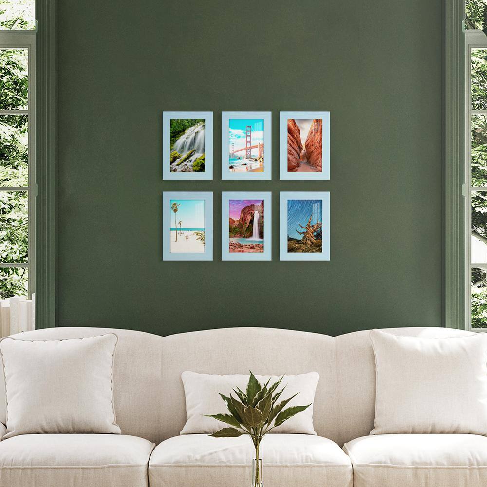 None Textured 5 in. x 7 in. Blue Picture Frame (Set of 6)