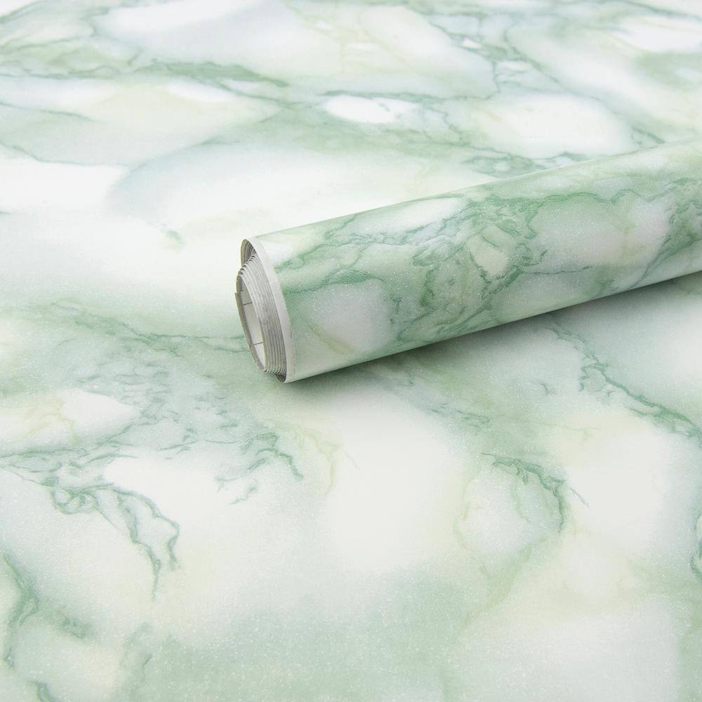 Fablon 157.48 in. x 17.71 in. Carrara Green Adhesive Film (Set of 2)