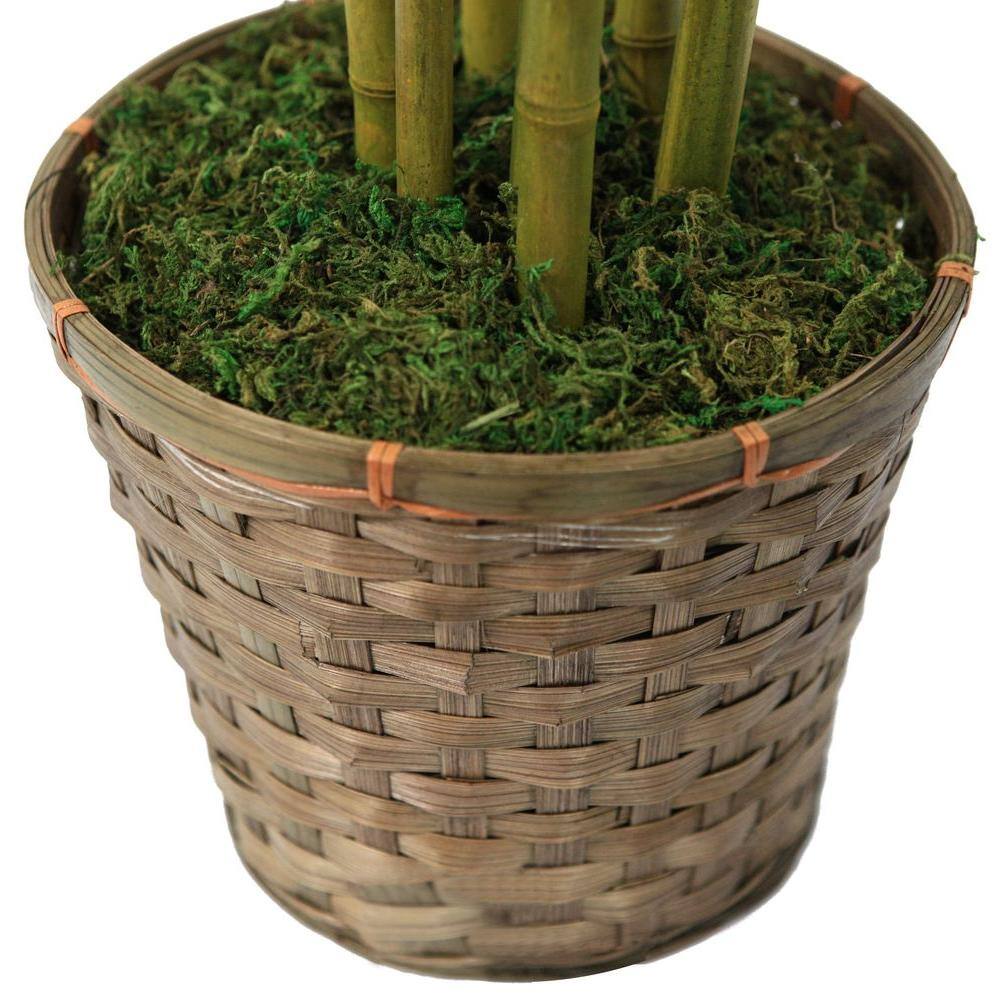 VINTAGE HOME 6 ft. Artificial Tall Realistic Silk Bamboo Tree with Wicker Basket Planter