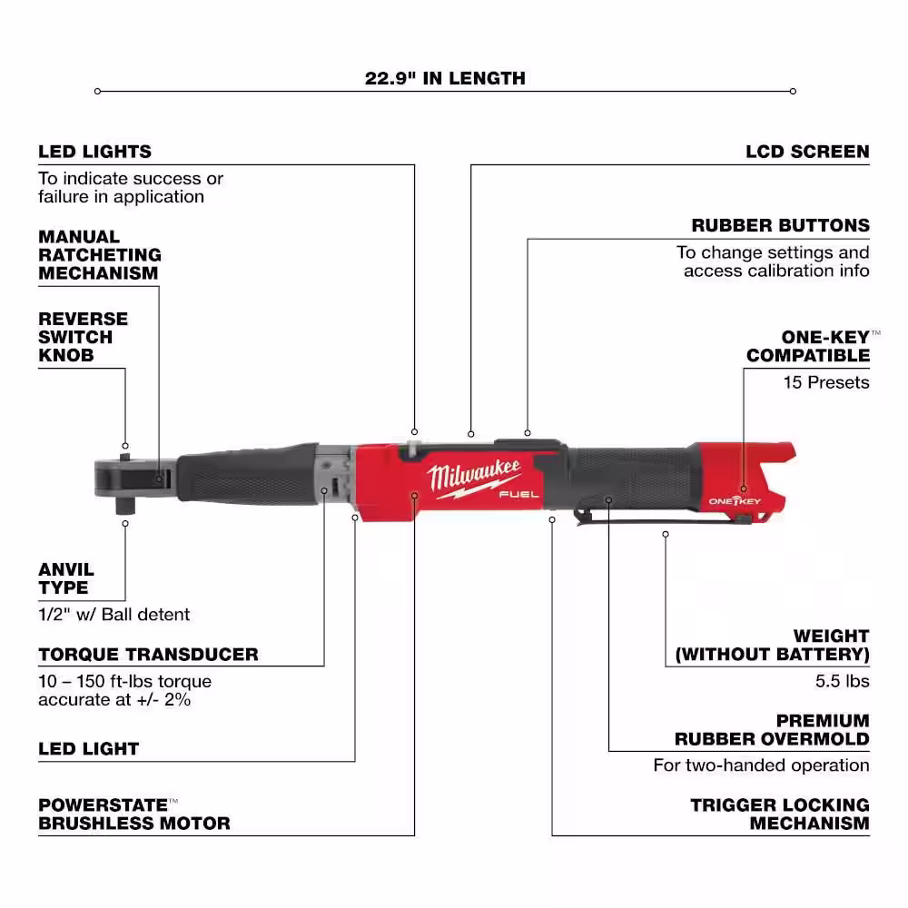 Milwaukee M12 FUEL One-Key 12-Volt Lithium-Ion Brushless Cordless 1/2 in. Digital Torque Wrench and 1/2 in. Impact Wrench