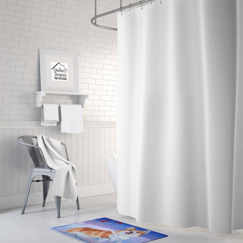 Caroline's Treasures 19 in. x 27 in. Corgi Snow Cardinal Machine Washable Memory Foam Mat