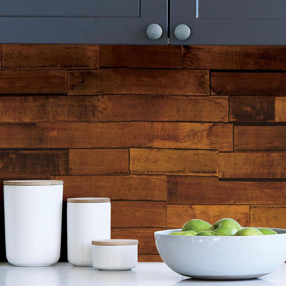 WallPops Golden Wood Siding Faux Materials Adhesive Film (Set of 2)