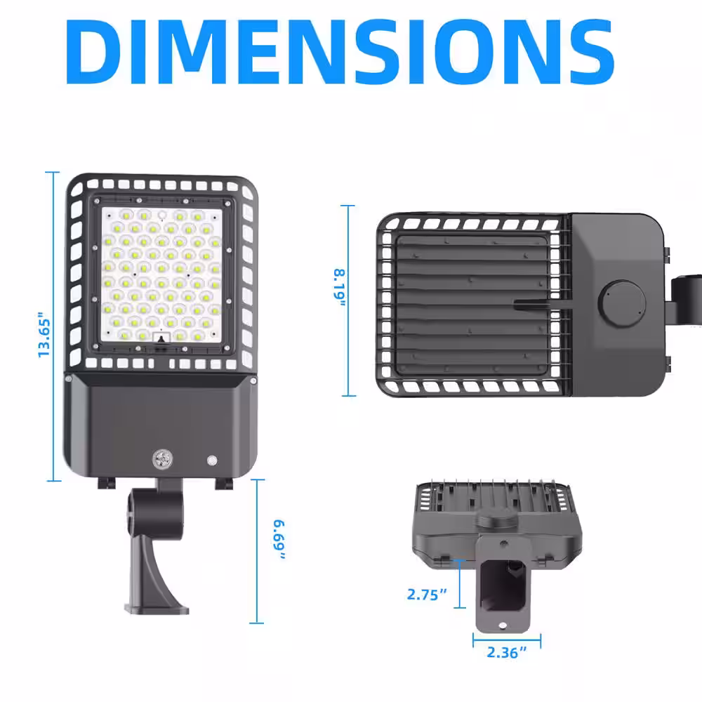 None 1000-Watt Equivalent Integrated LED Bronze LED Parking Lot Area Light Arm Mount 5000k Dusk to Dawn IP65
