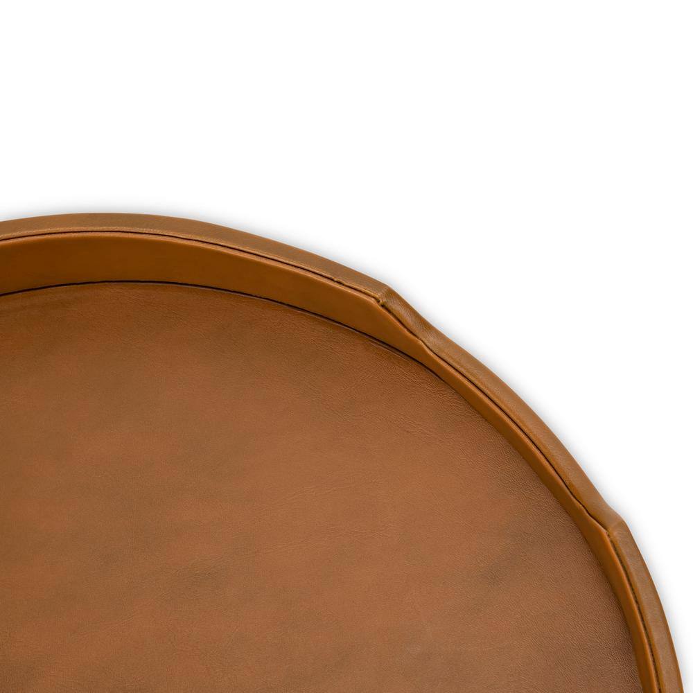 American Atelier Decorative Serving Tray Light Brown Round 18.11 in. x 18.11 in. x 1.96 in., Polyurethane