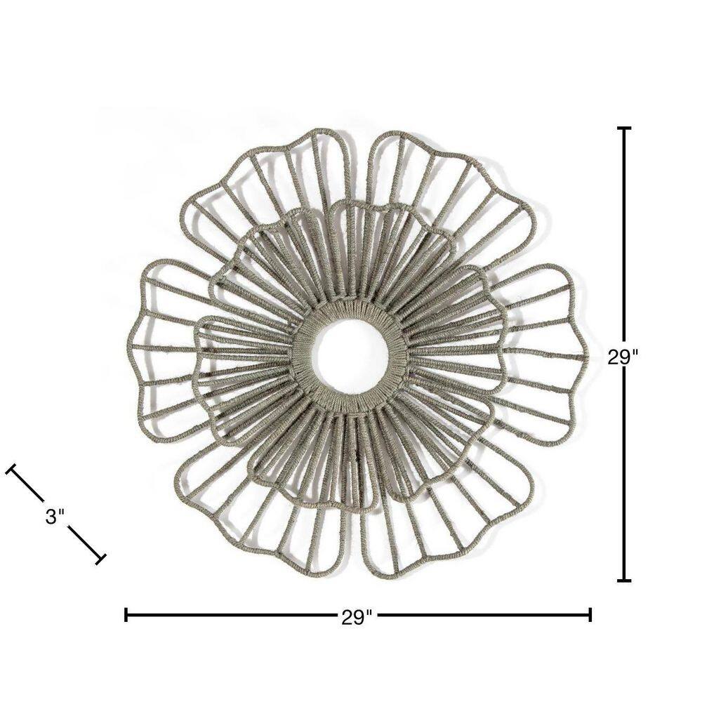 Habitat 29 in. x 29 in. Harkins Beige Jute Lotus Wall Art