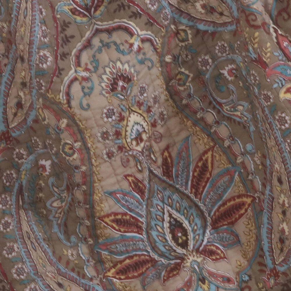 None Kasey Taupe Paisley Quilted Cotton Throw Blanket