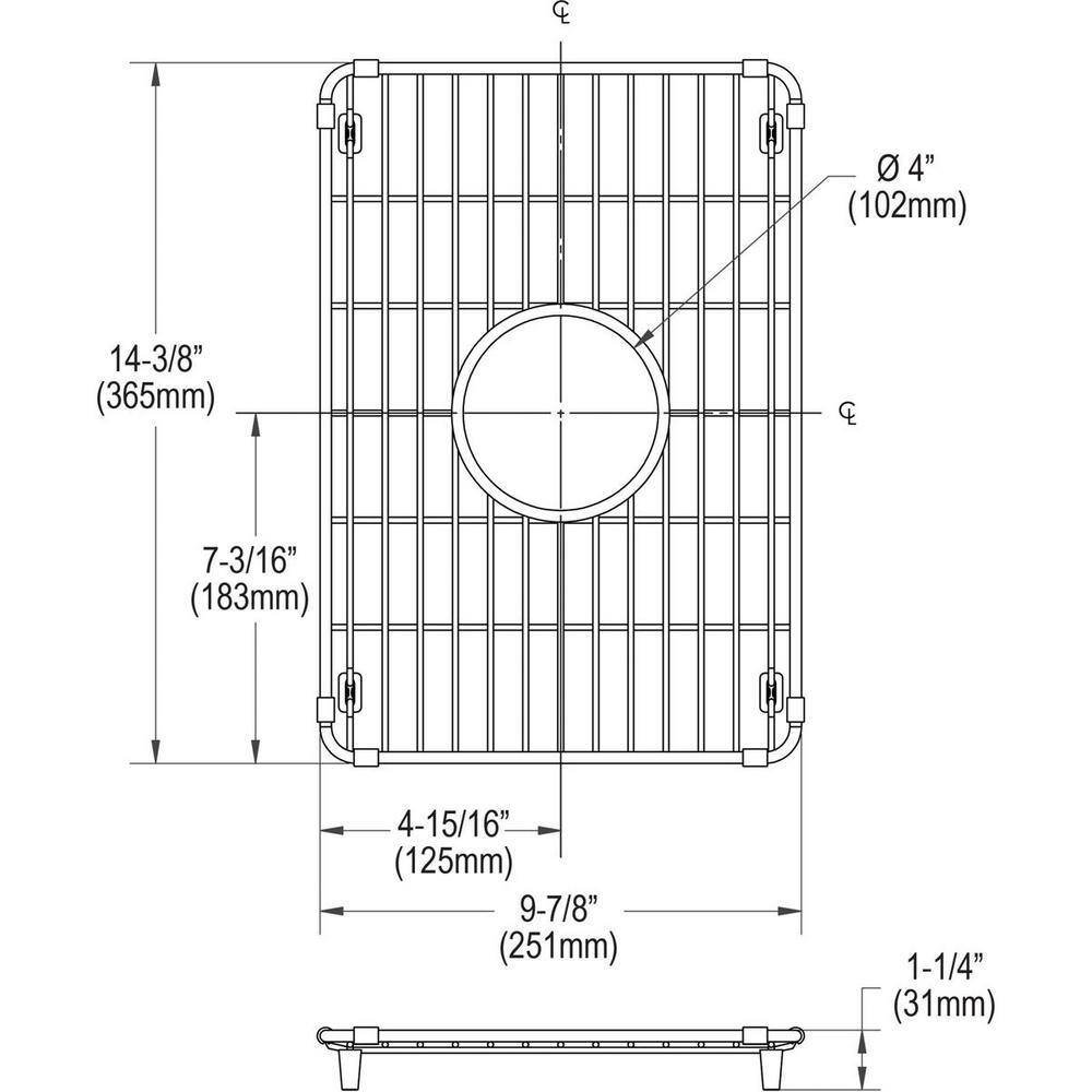 Elkay Crosstown 9.875 in. x 14.375 in. Bottom Grid for Kitchen Sink in Stainless Steel