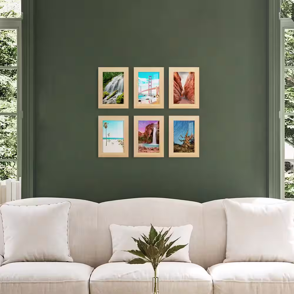 None Woodgrain 5 in. x 7 in. Natural Wood Picture Frame (Set of 6)
