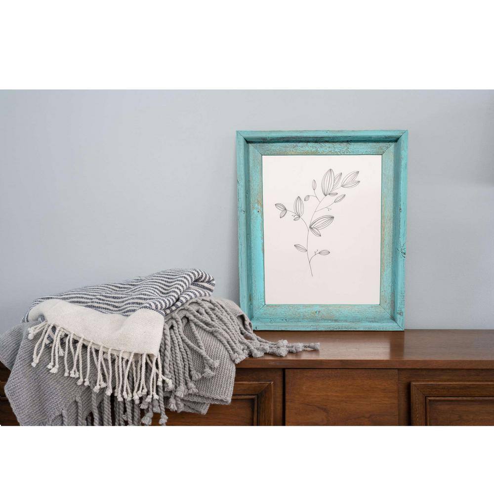 None Rustic Farmhouse Signature Series 11 in. x 14 in. Robins Egg Blue Reclaimed Picture Frame