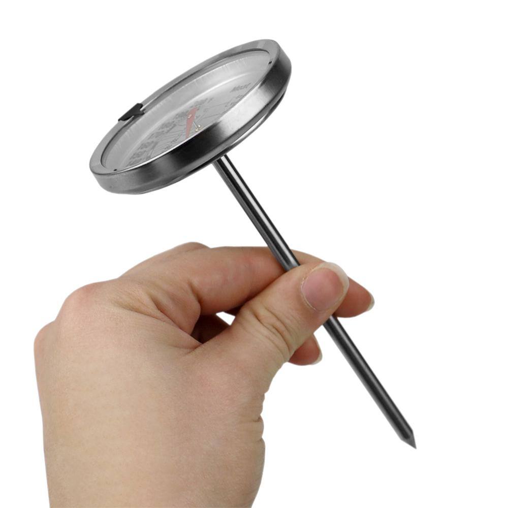 Home Basics Instant Read Large Stainless Steel Mechanical Meat Thermometer in Silver